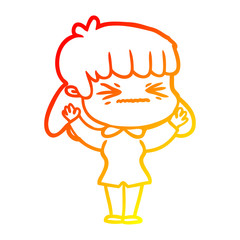 warm gradient line drawing cartoon woman