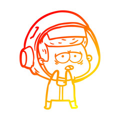 warm gradient line drawing cartoon tired astronaut