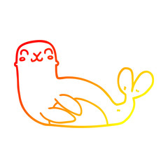 Fototapeta premium warm gradient line drawing cartoon seal