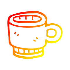warm gradient line drawing cartoon coffee mug