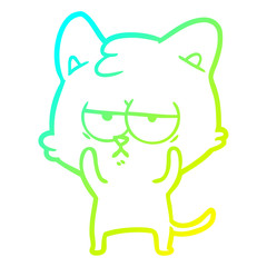 Obraz premium cold gradient line drawing bored cartoon cat