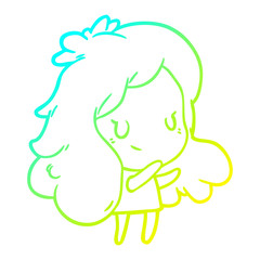cold gradient line drawing cute girl