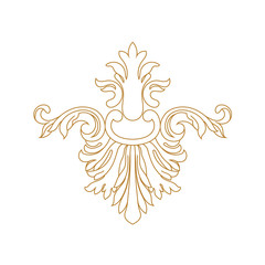 Golden vintage baroque ornament, corner. Retro pattern antique style acanthus.