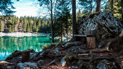 Spring morning at the alpine lake