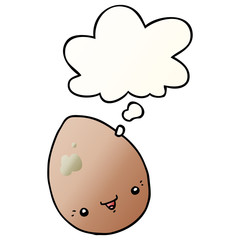 cartoon egg and thought bubble in smooth gradient style