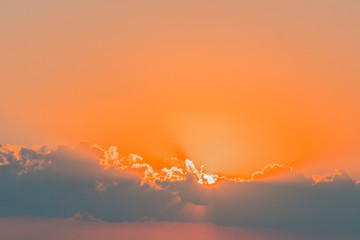 range clouds in the sky. Sunset