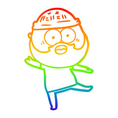 rainbow gradient line drawing cartoon bearded man