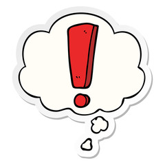 cartoon exclamation mark and thought bubble as a printed sticker