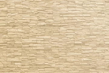 Poster de jardin Mur Rock stone brick tile wall aged texture detailed pattern background in yellow cream beige color