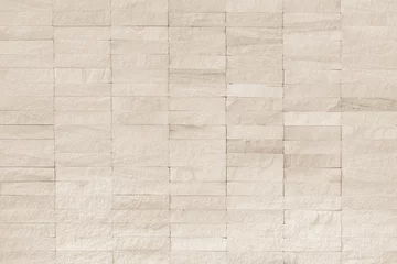 Meubelstickers Rock stone tile wall texture rough patterned background in white cream color © Chinnapong