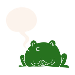 cute cartoon frog and speech bubble in retro style