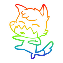 rainbow gradient line drawing cartoon fox