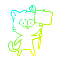 cold gradient line drawing cartoon cat