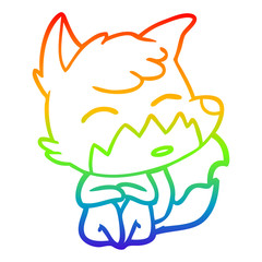 rainbow gradient line drawing cartoon fox