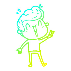 Obraz premium cold gradient line drawing cartoon excited man