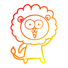warm gradient line drawing happy cartoon lion