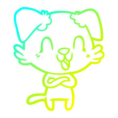 cold gradient line drawing laughing cartoon dog