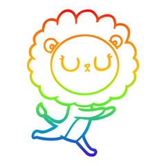 rainbow gradient line drawing cartoon running lion