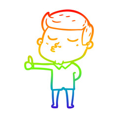 rainbow gradient line drawing cartoon model guy pouting
