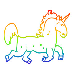 rainbow gradient line drawing cartoon unicorn