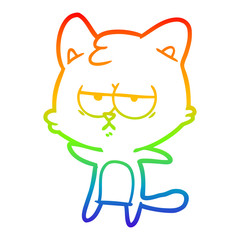 Obraz premium rainbow gradient line drawing bored cartoon cat