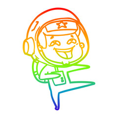 rainbow gradient line drawing cartoon laughing astronaut