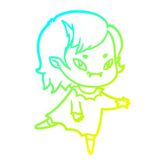 cold gradient line drawing cartoon friendly vampire girl