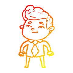 warm gradient line drawing happy cartoon man
