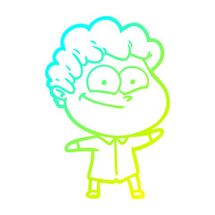 cold gradient line drawing cartoon happy man