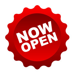 red vector banner now open