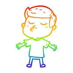 rainbow gradient line drawing cartoon model guy pouting