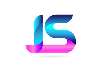 pink blue alphabet letter JS J S combination logo icon design