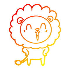 warm gradient line drawing laughing lion cartoon