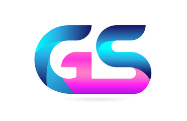 pink blue alphabet letter GS G S combination logo icon design