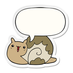 cute cartoon snail and speech bubble sticker
