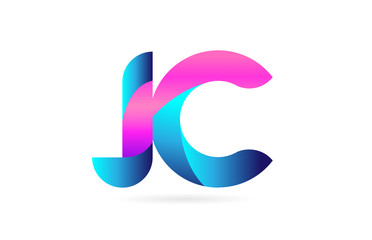 pink blue alphabet letter JC J C combination logo icon design