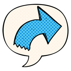 cartoon pointing arrow and speech bubble in comic book style