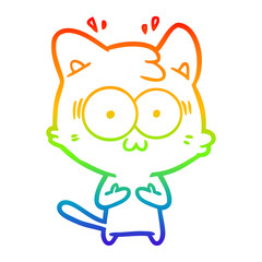 Obraz premium rainbow gradient line drawing cartoon surprised cat