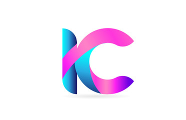 pink blue alphabet letter IC I C combination logo icon design