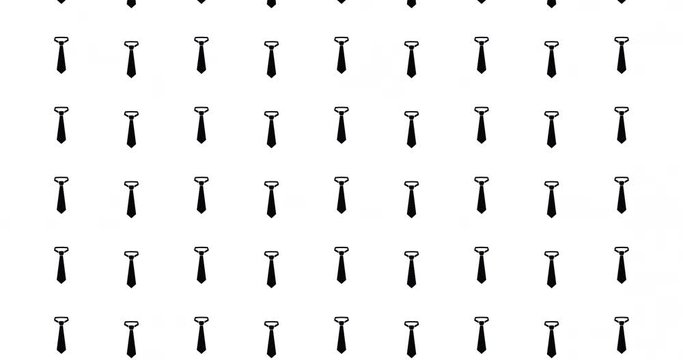 Mens necktie background video clip motion backdrop video in a seamless repeating loop. Black & white business neck tie business tie icons pattern white background high definition motion video