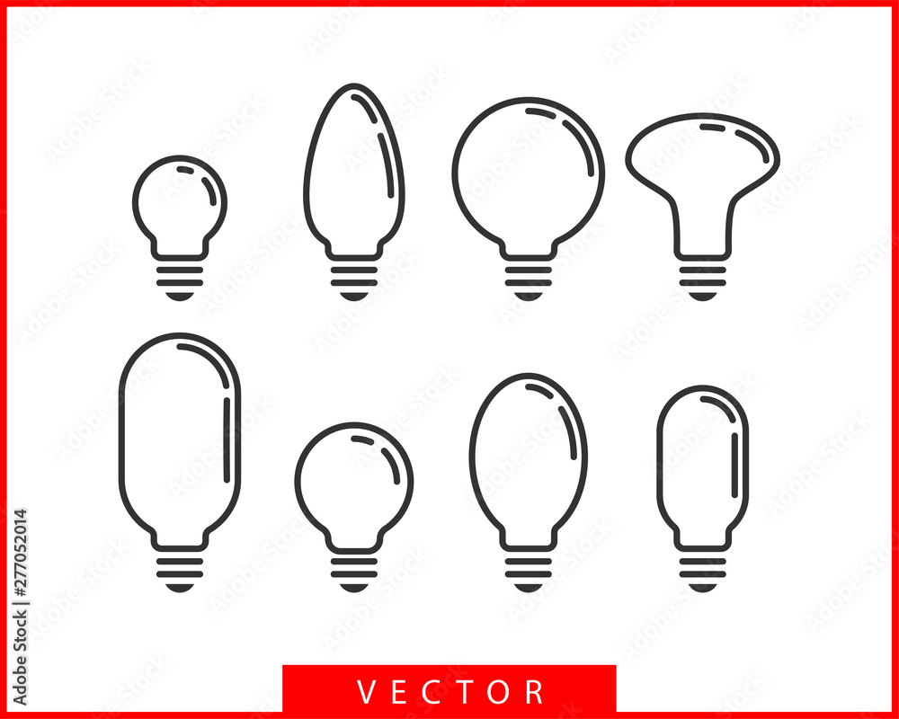 Poster light bulb icon vector. llightbulb idea logo concept. set lamps electricity icons web design element