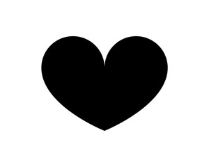 Love heart vector icon black silhouette isolated on white background.