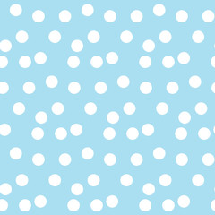 Fototapeta na wymiar Light blue background random scattered dots seamless pattern