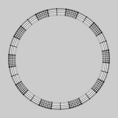 Round frame vector vintage pattern design template. Circle border designs plaid fabric texture. Scottish tartan background for collage art, gif card, handmade crafts.