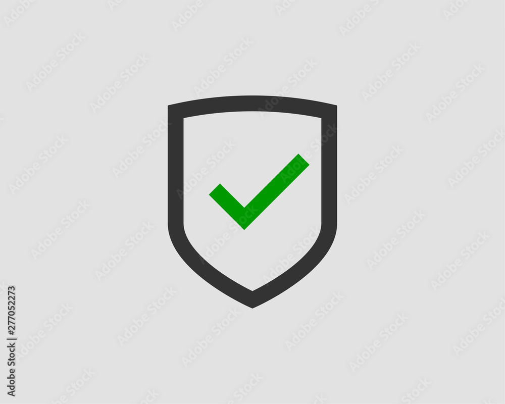 Poster shield icon vector with mark symbol. design element.