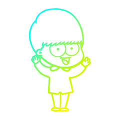 cold gradient line drawing happy cartoon boy
