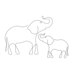 Elephants animal outline vector illustration