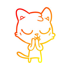 warm gradient line drawing cartoon cat