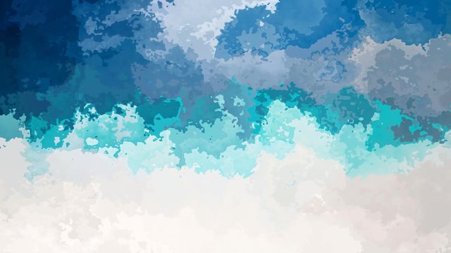 abstract animated twinkling stained background seamless loop video - watercolor splotch effect - sky blue white clouds color