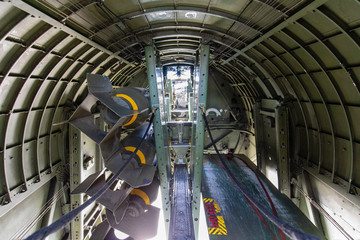Inside the bombbay of a B-17 bomber
